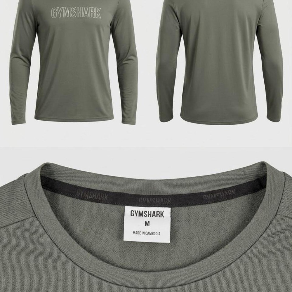 Gymshark Men's Spellout Logo Long Sleeve Training Top Gray Size M